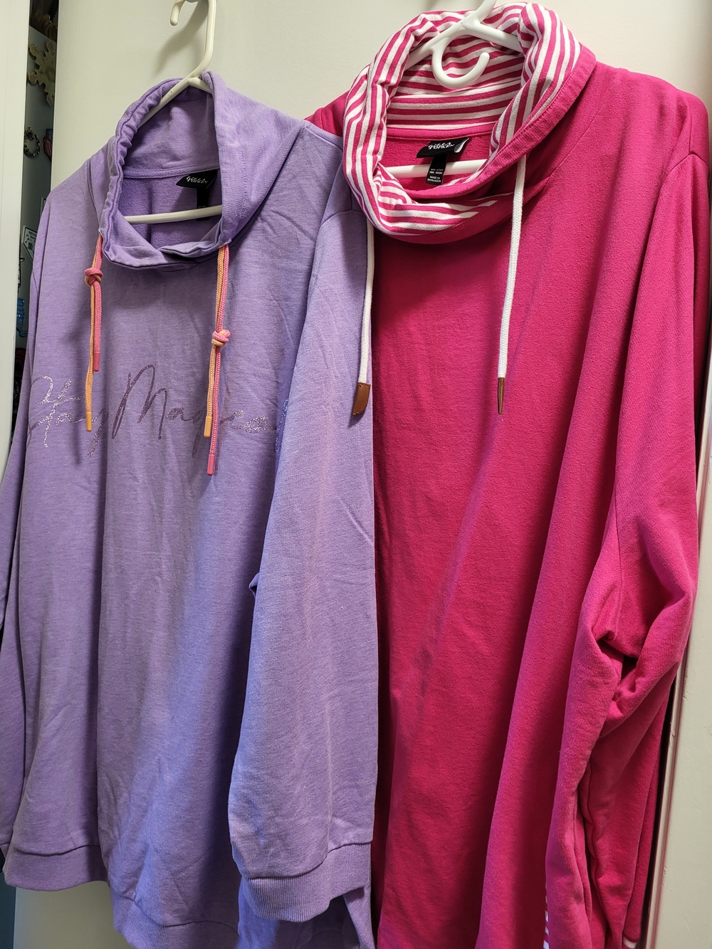 2 Ulla Popken Pullover Sweatshirts Pink Purple NWOT